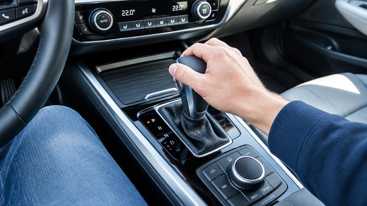 Hand am Wählhebel eines Automatikgetriebes