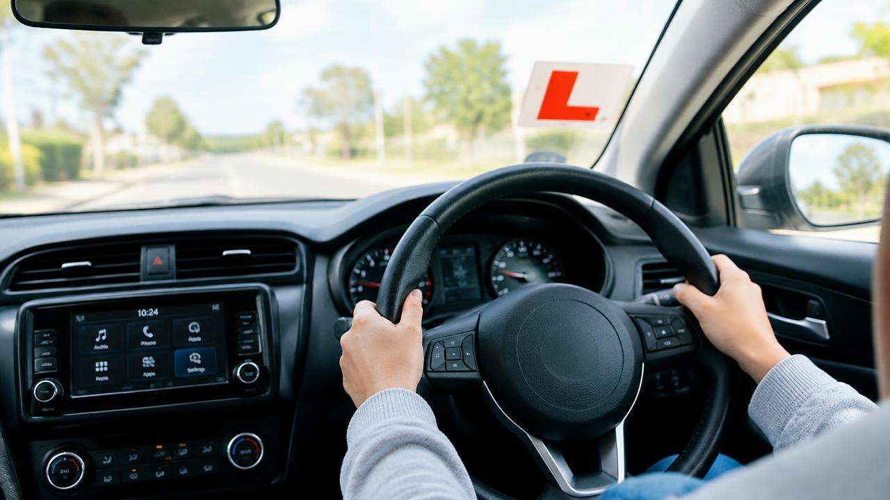 Lernfahrer am Steuer mit L-Schild