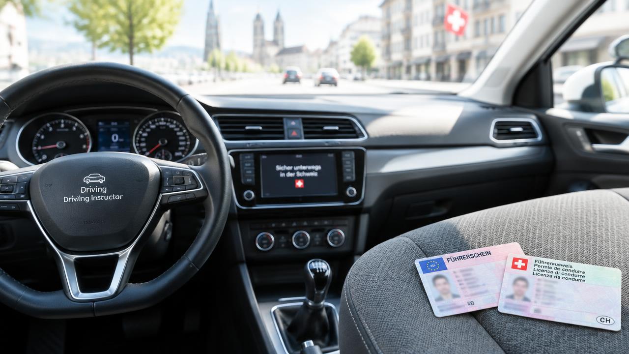 Ausländischer und Schweizer Führerausweis im Fahrschulauto